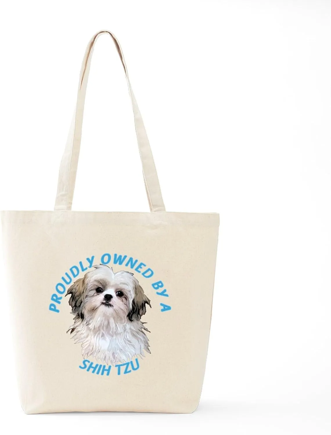 CafePress Proudly Owned Shih Tzu Tote Bag Reusable Natural Beige Canvas Shopping Bag