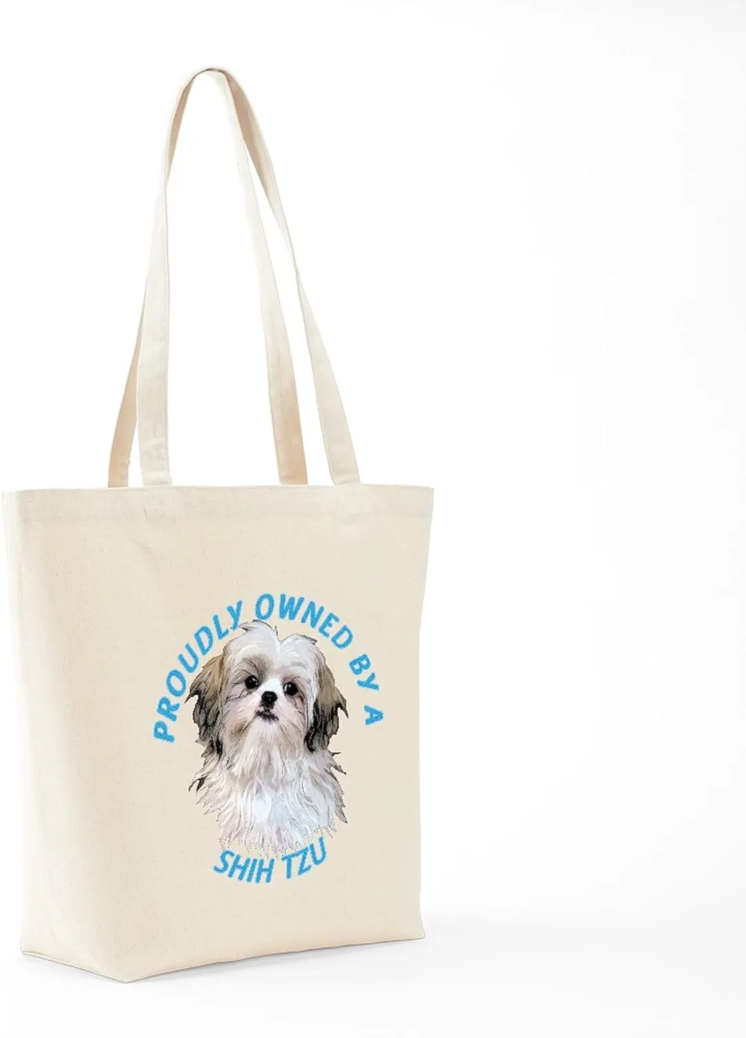 CafePress Proudly Owned Shih Tzu Tote Bag Reusable Natural Beige Canvas Shopping Bag