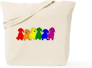 CafePress Rainbow Dachshunds Tote Bag Reusable Natural Beige Canvas Shopping Bag
