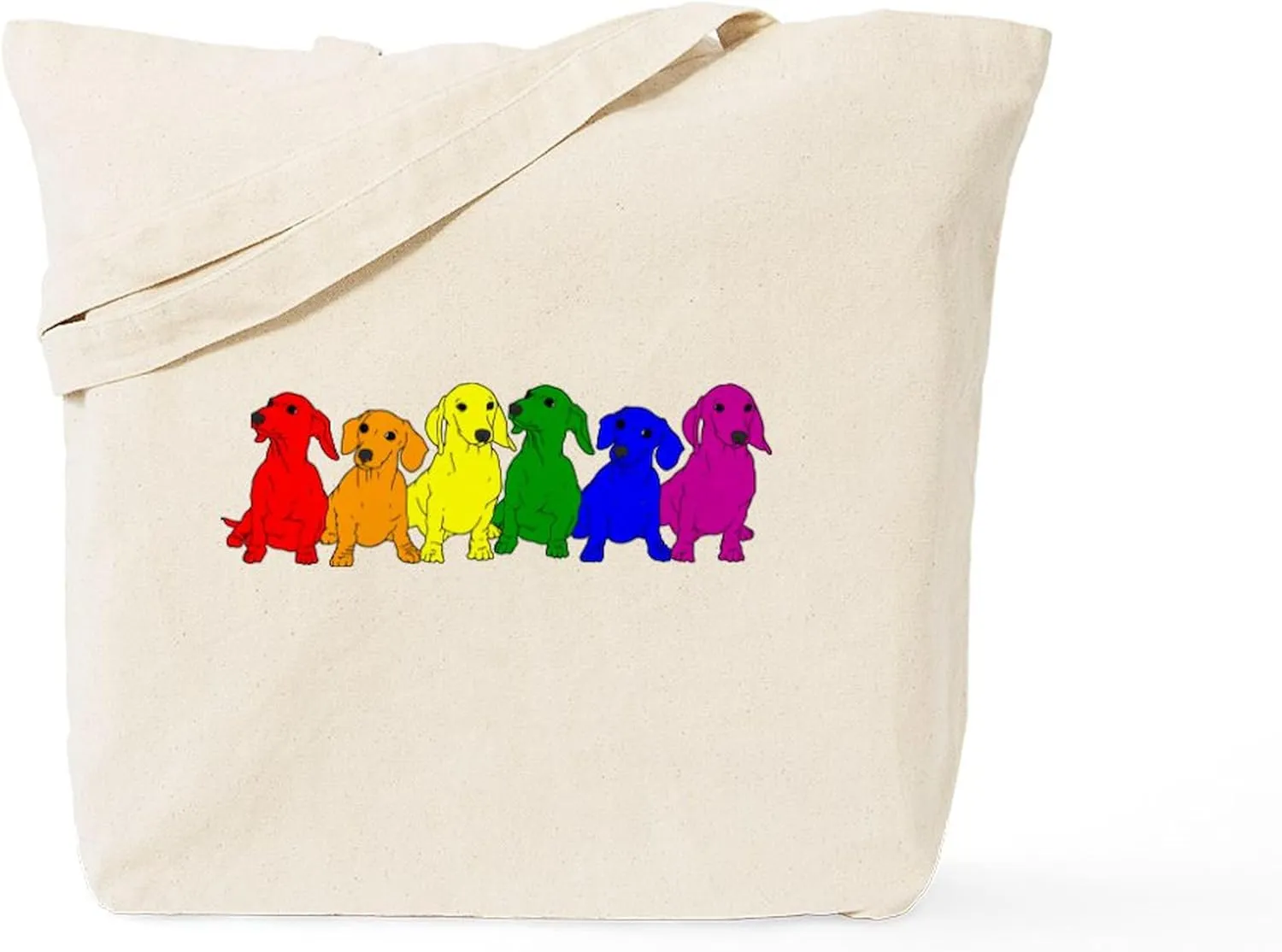 CafePress Rainbow Dachshunds Tote Bag Reusable Natural Beige Canvas Shopping Bag