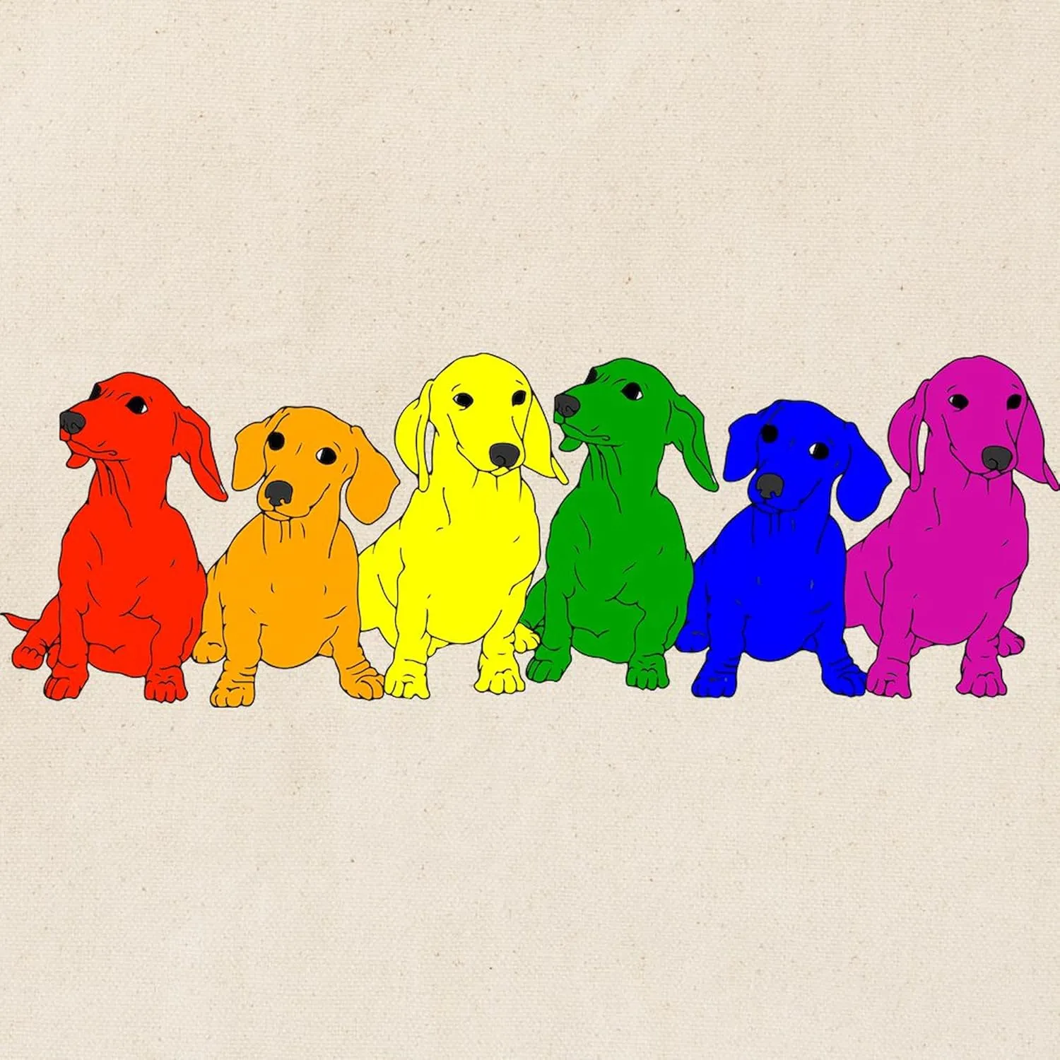 CafePress Rainbow Dachshunds Tote Bag Reusable Natural Beige Canvas Shopping Bag