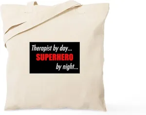 CafePress Superhero Therapist Tote Bag Natural Canvas Tote Bag, Reusable Shopping Bag