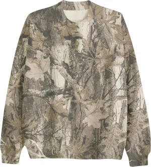 Camo Sweatshirt For Women Maple Leaf Print Hoodies Crew Neck Oversized Long Sleeve Drop Shoulder Pullovers