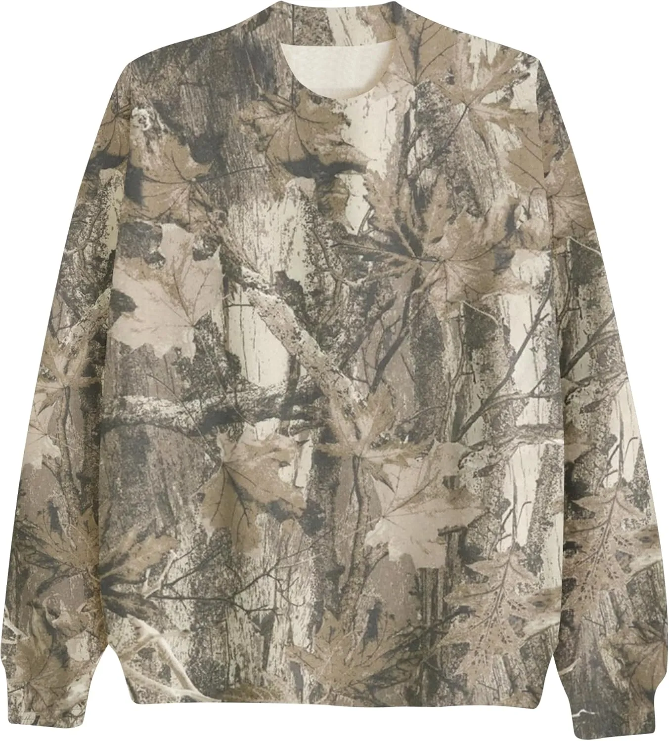Camo Sweatshirt For Women Maple Leaf Print Hoodies Crew Neck Oversized Long Sleeve Drop Shoulder Pullovers