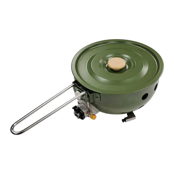 Camping Gas Stove with Non-stick Pan Windproof Portable Camping Picnic Butane Gas Stove for Outdoor Hiking Cooking موقد غاز للتخييم مع مقلاة غير لاصقة، مقاوم للرياح، موقد غاز البوتان محمول للتخييم والنزهات الخارجية والطهي