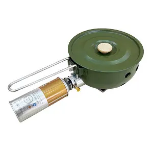 Camping Gas Stove with Non-stick Pan Windproof Portable Camping Picnic Butane Gas Stove for Outdoor Hiking Cooking موقد غاز للتخييم مع مقلاة غير لاصقة، مقاوم للرياح، موقد غاز البوتان محمول للتخييم والنزهات الخارجية والطهي