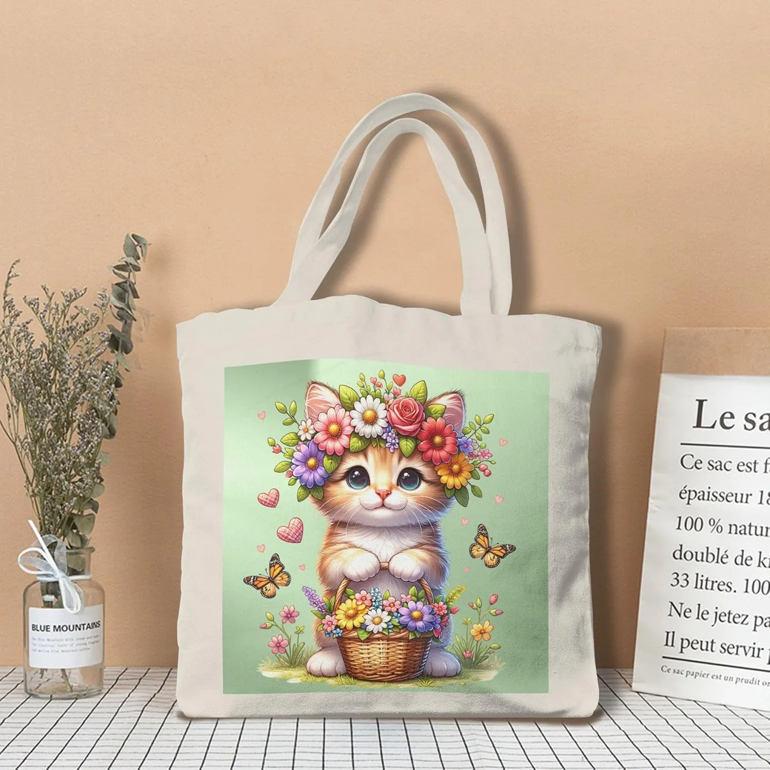 Canvas Tote Bag for Women Weekender Travel Bags Reusable Grocery Bags with Handles Aesthetic Shoulder Tote