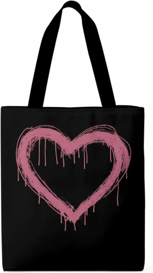 Canvas Tote Bag, Valentine's Day Abstract Pink Love Aesthetic Canvas Tote Handbags for Women Shoulder Bag