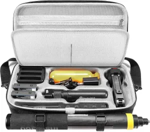 Carrying Case for Insta360 X5 Accessories, Portable Insta 360 X5 X4 Action Camera Waterproof Carry Bag with Shoulder Strap for Travel, Compatible with Insta360 X4, 3M 9.8ft Selfie Stick, Black