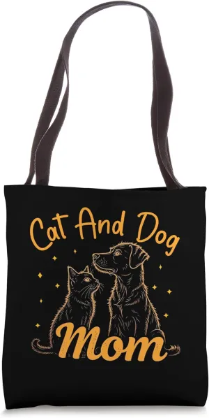 Cat and Dog Mom Tees Pets Animals Lover Puppy for Women Tote Bag