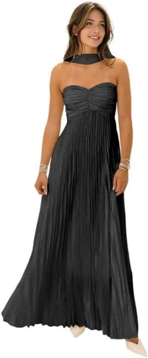 Chiffon Bridesmaid Dresses with Scarf for Women 2025 Prom Dress Long Ruched Strapless Weddding Guest Dress LS85