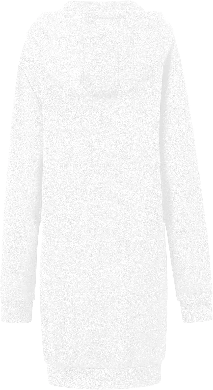 Chrisuno Women's Pullover Fleece Hoodie Sweatshirt Dress Casual Half Zip Long Tunic Sweater with Pocket