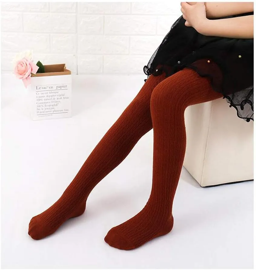 CHUNG Toddler Little Girls Cotton Tights Footed Thick Winter Cable Knit Legging Pantyhose Stocking