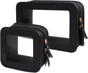 Clear Makeup Bag Set for Women, Travel Makeup Pouch Portable Waterproof Cosmetic Bags with Zipper Clear Toiletry Bag for Traveling Small Make up Pouch for Purse Mini Cosmetic Case Car Organizer Bag 