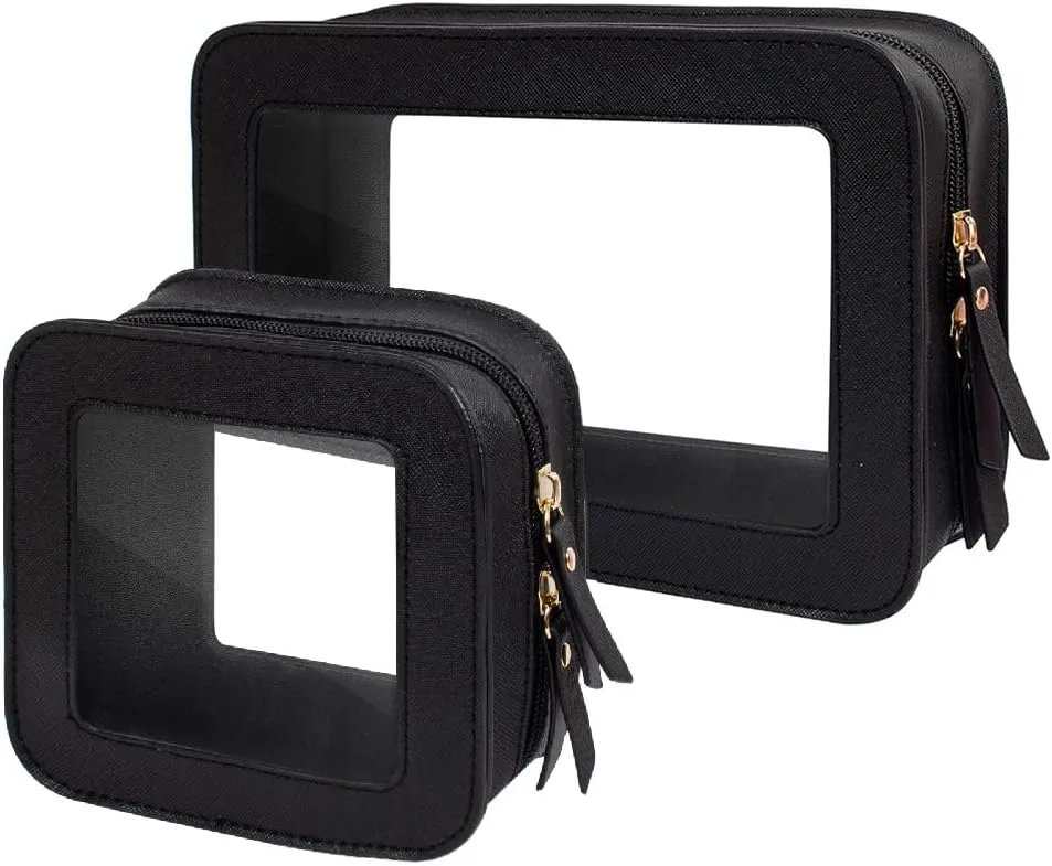 Clear Makeup Bag Set for Women, Travel Makeup Pouch Portable Waterproof Cosmetic Bags with Zipper Clear Toiletry Bag for Traveling Small Make up Pouch for Purse Mini Cosmetic Case Car Organizer Bag 