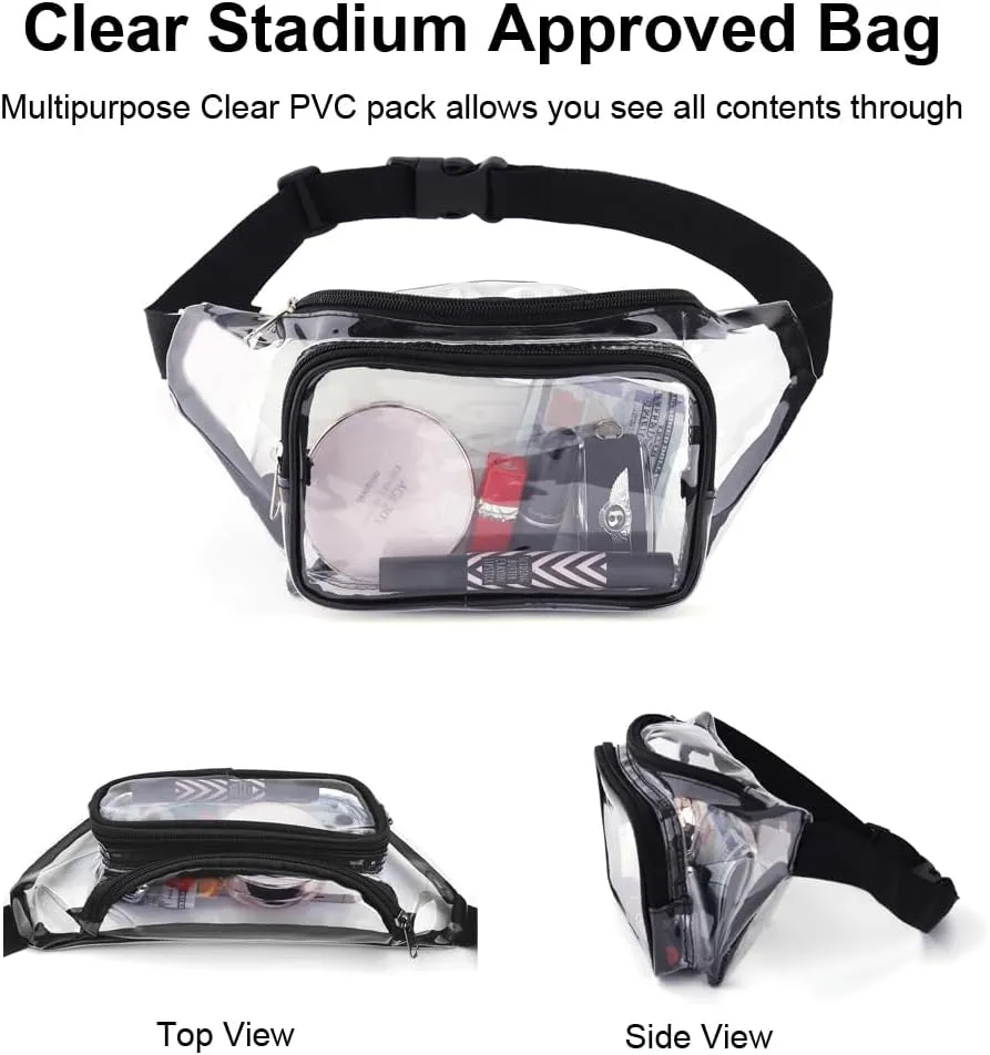 Clear Purses for Women - Stadium Approved Fanny Packs, Belt Bags, Crossbody Bags (Red)
