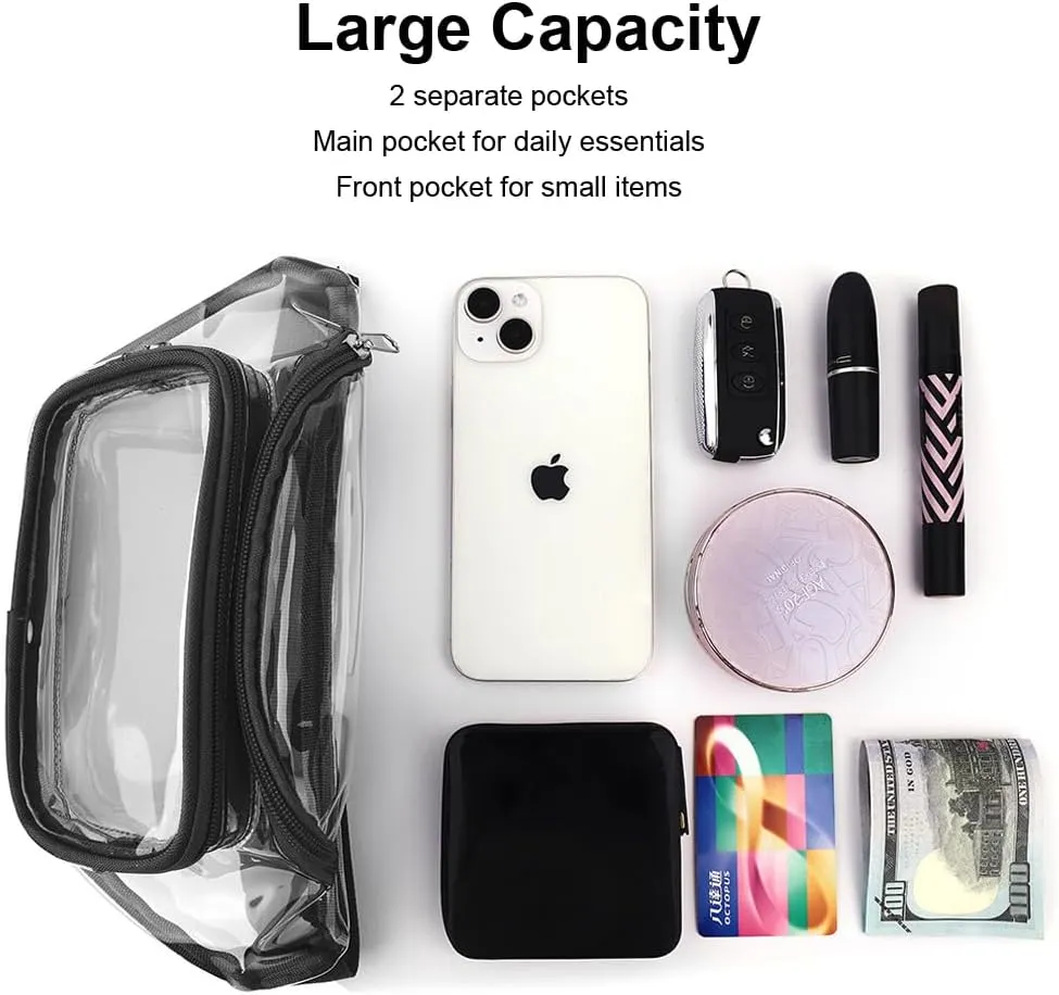 Clear Purses for Women - Stadium Approved Fanny Packs, Belt Bags, Crossbody Bags (Red)