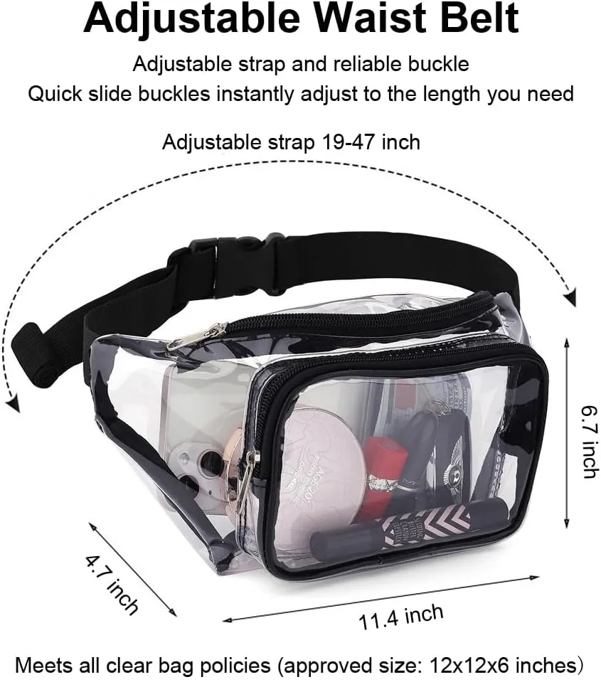 Clear Purses for Women - Stadium Approved Fanny Packs, Belt Bags, Crossbody Bags (Red)