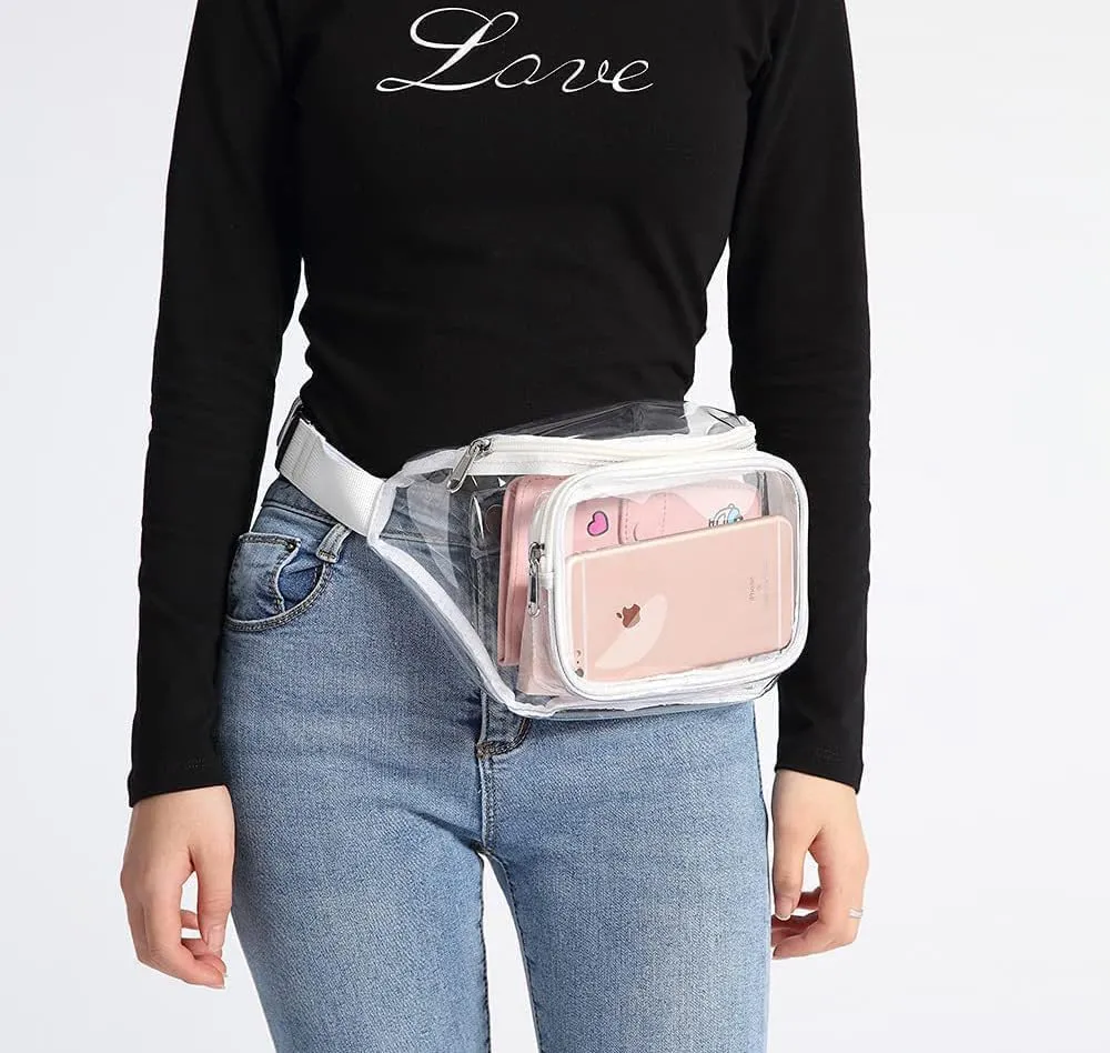 Clear Purses for Women - Stadium Approved Fanny Packs, Belt Bags, Crossbody Bags (White)