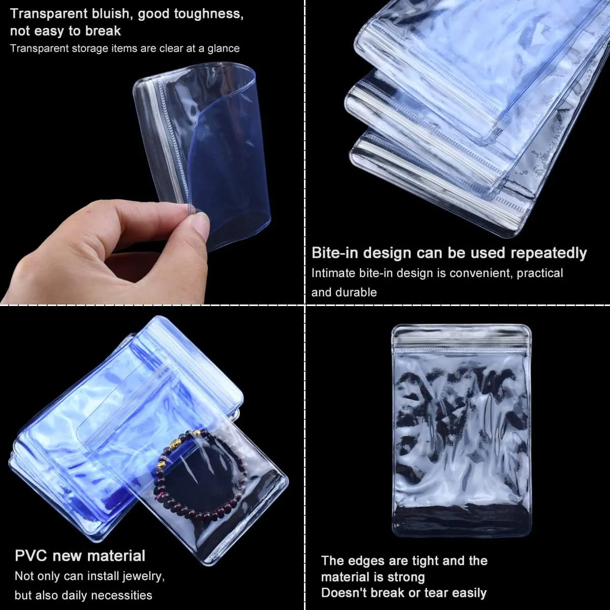 Clear PVC Jewelry Storage Bags - Anti-Tarnish & Airtight Zipper Bags 100-Pack (3.2x4.8 Inch) for Rings Earrings Necklaces - Thick Reusable Plastic Pouches