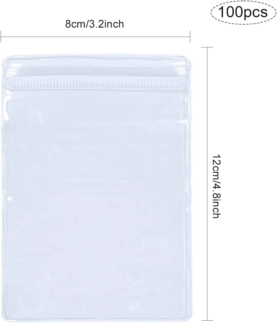Clear PVC Jewelry Storage Bags - Anti-Tarnish & Airtight Zipper Bags 100-Pack (3.2x4.8 Inch) for Rings Earrings Necklaces - Thick Reusable Plastic Pouches