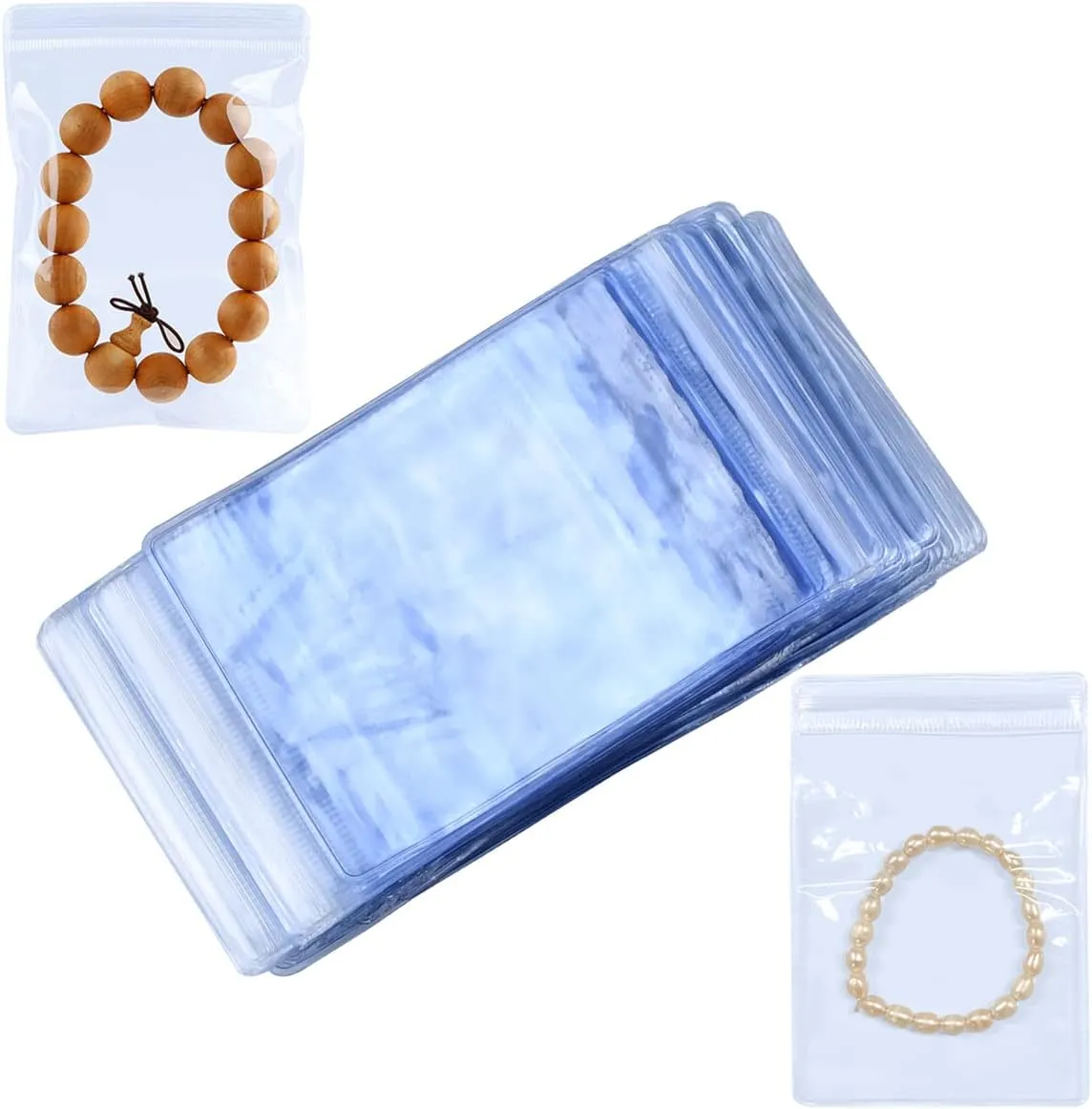 Clear PVC Jewelry Storage Bags - Anti-Tarnish & Airtight Zipper Bags 100-Pack (3.2x4.8 Inch) for Rings Earrings Necklaces - Thick Reusable Plastic Pouches