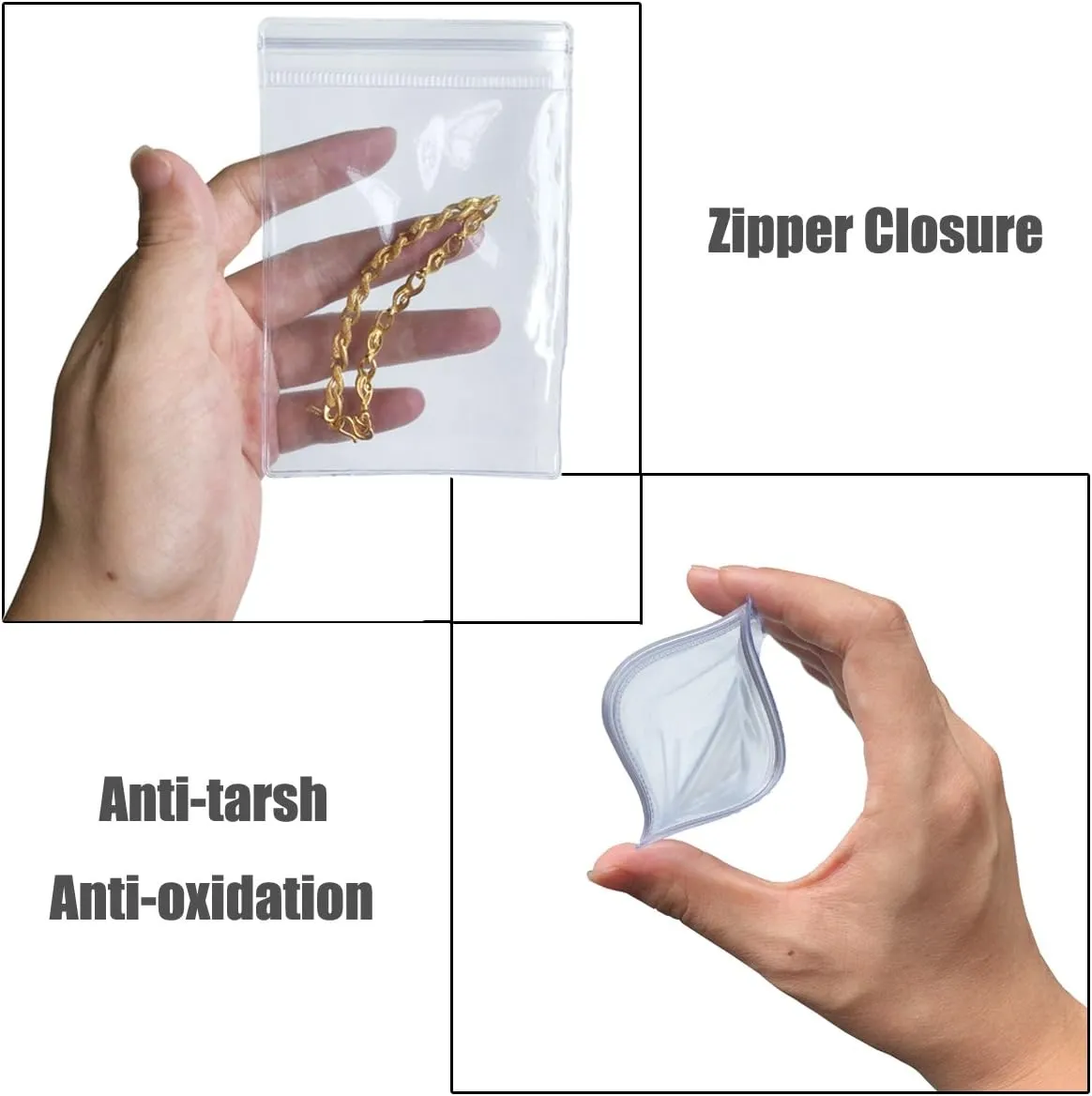 Clear PVC Jewelry Storage Bags - Anti-Tarnish & Airtight Zipper Bags 100-Pack (3.2x4.8 Inch) for Rings Earrings Necklaces - Thick Reusable Plastic Pouches