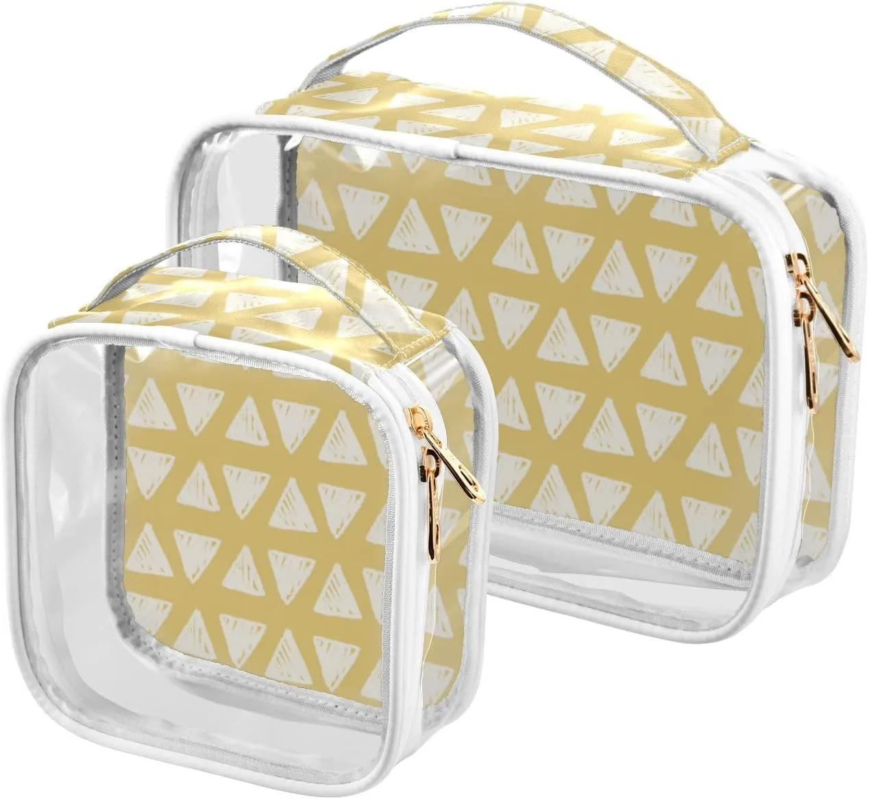 Clear Toiletry Bags Clear Travel Bags for toiletries traveling women men Waterproof Makeup Bags with Zipper Handle 2pcs Home Yellow Geometry