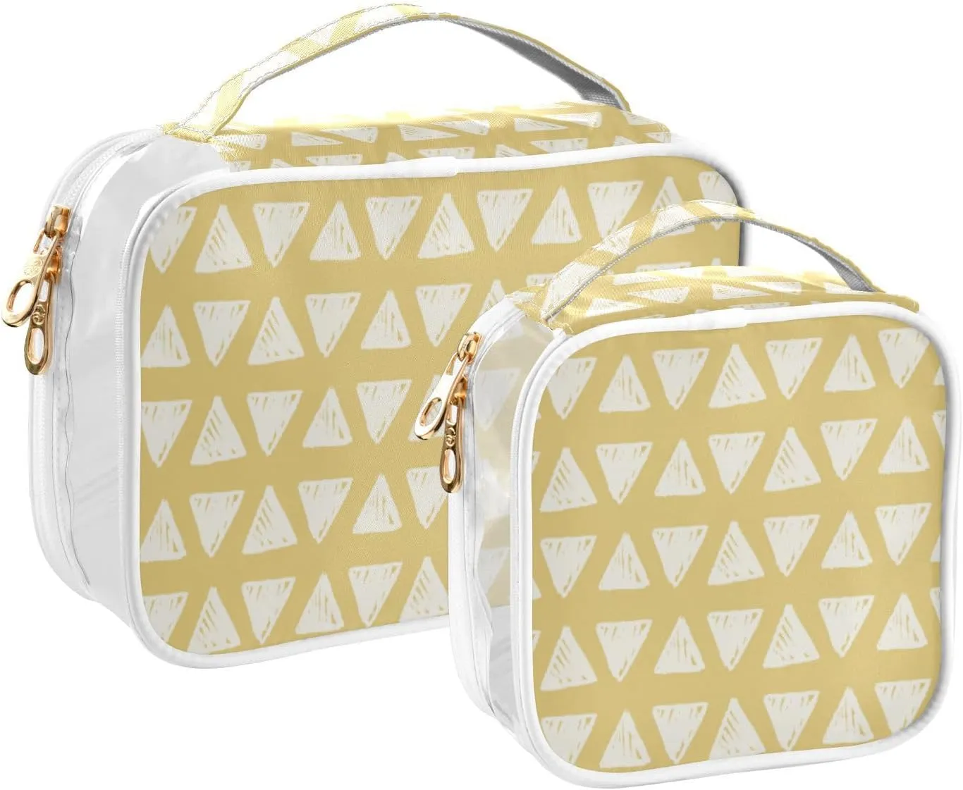 Clear Toiletry Bags Clear Travel Bags for toiletries traveling women men Waterproof Makeup Bags with Zipper Handle 2pcs Home Yellow Geometry