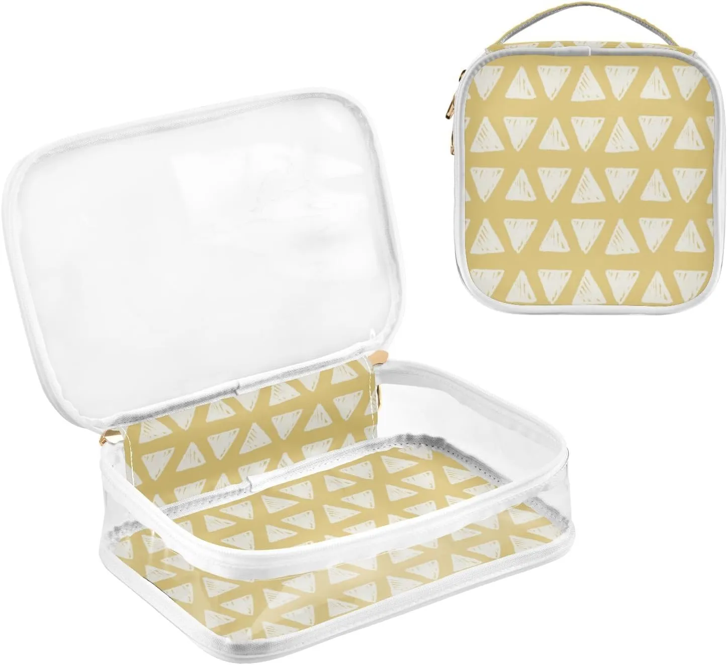 Clear Toiletry Bags Clear Travel Bags for toiletries traveling women men Waterproof Makeup Bags with Zipper Handle 2pcs Home Yellow Geometry
