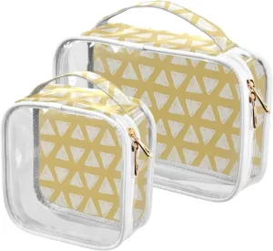 Clear Toiletry Bags Clear Travel Bags for toiletries traveling women men Waterproof Makeup Bags with Zipper Handle 2pcs Home Yellow Geometry