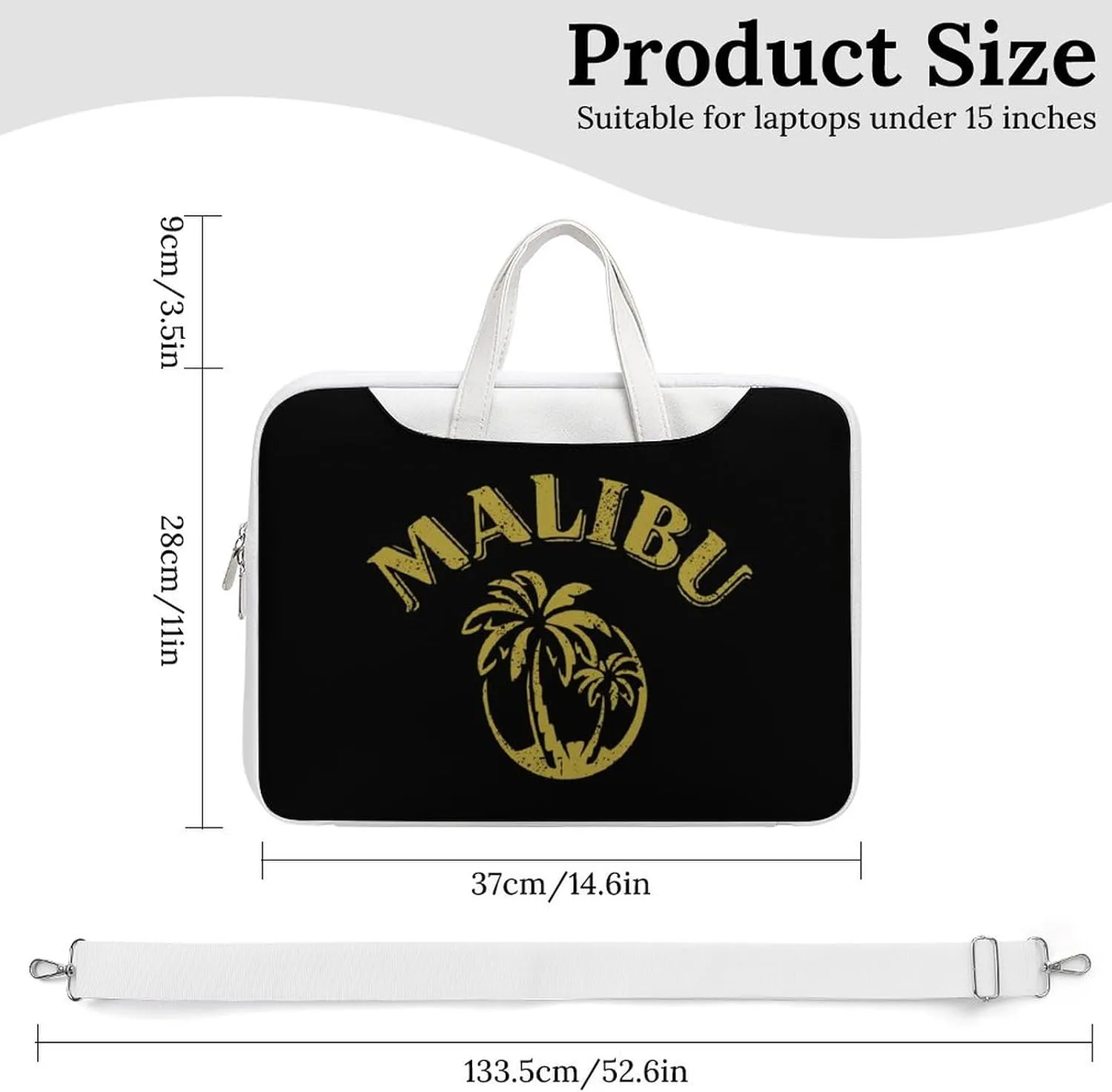 Coconut Trees in Malibu Leather Bag Laptop Case Slim Water Resistant Computer Bags with Handle Briefcase for Work