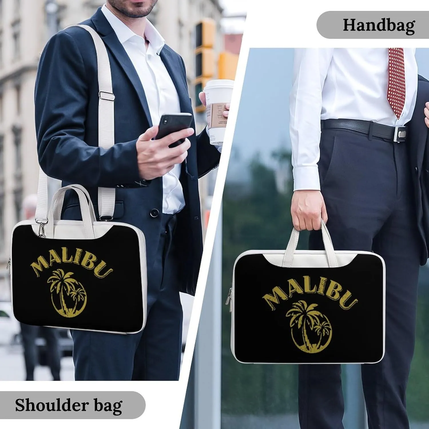 Coconut Trees in Malibu Leather Bag Laptop Case Slim Water Resistant Computer Bags with Handle Briefcase for Work