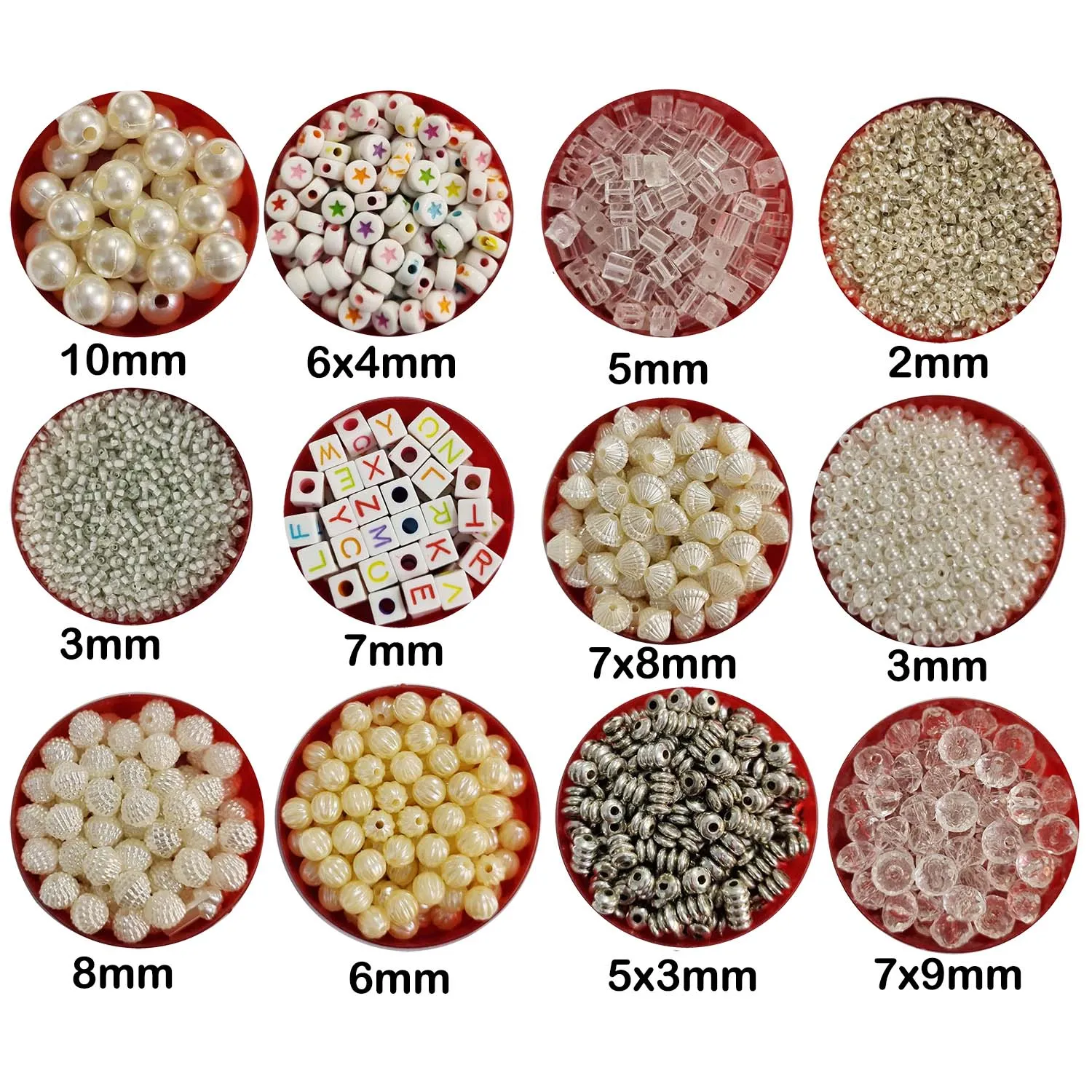 Combo Pack 12 Designs White Tone Beads in Box Packing