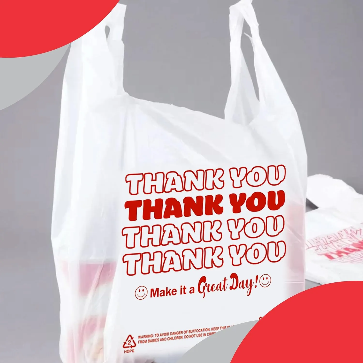Concession Essentials Disposable & Reusable Thank You T-Shirt Bags- Pack of 200
