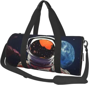 Cool Man in Outer Space Galaxy Duffle Bag for Women Men Personal Item Travel Bags Canvas Weekender Overnight Bag Lightweight Sports Tote Gym Bags Carry On Luggage Bag