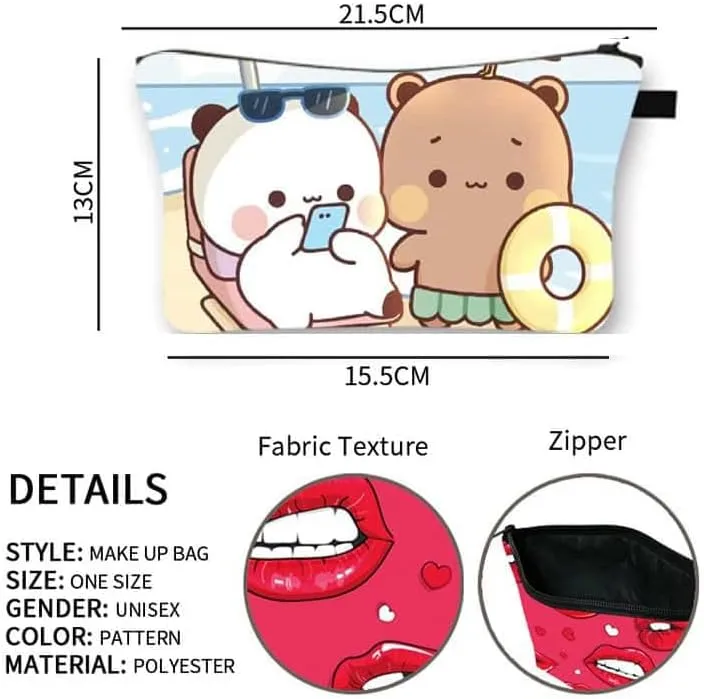 Cosmetic Bag Makeup bags for women,Small makeup pouch Travel bags for toiletries waterproof Bubu Dudu bears Pattern (15)