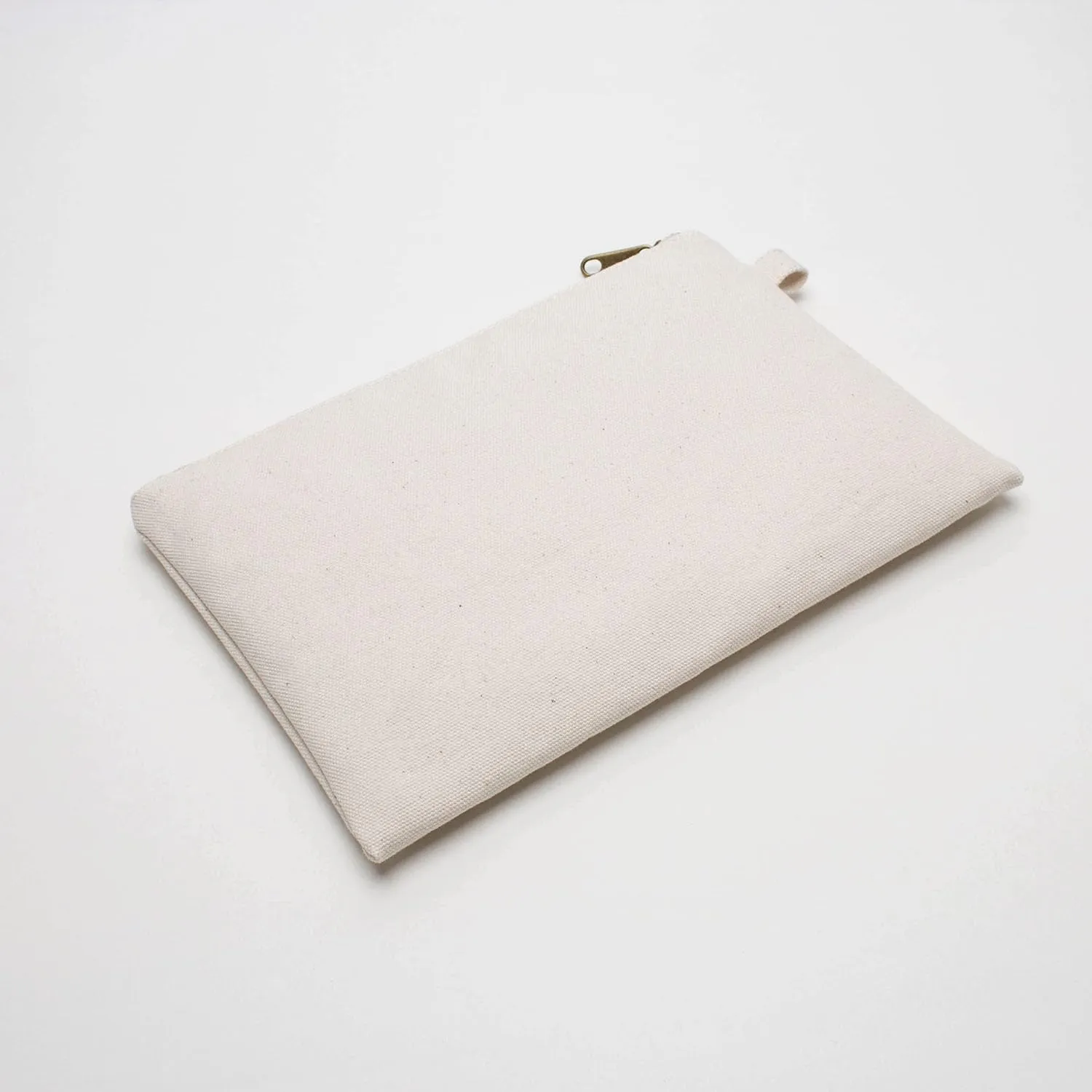Cosmetic Bag plus wrist Multipurpose Makeup Bag with Zipper Cotton Canvas Bag Travel Bag Pencil Bag (Beige-basic, S)