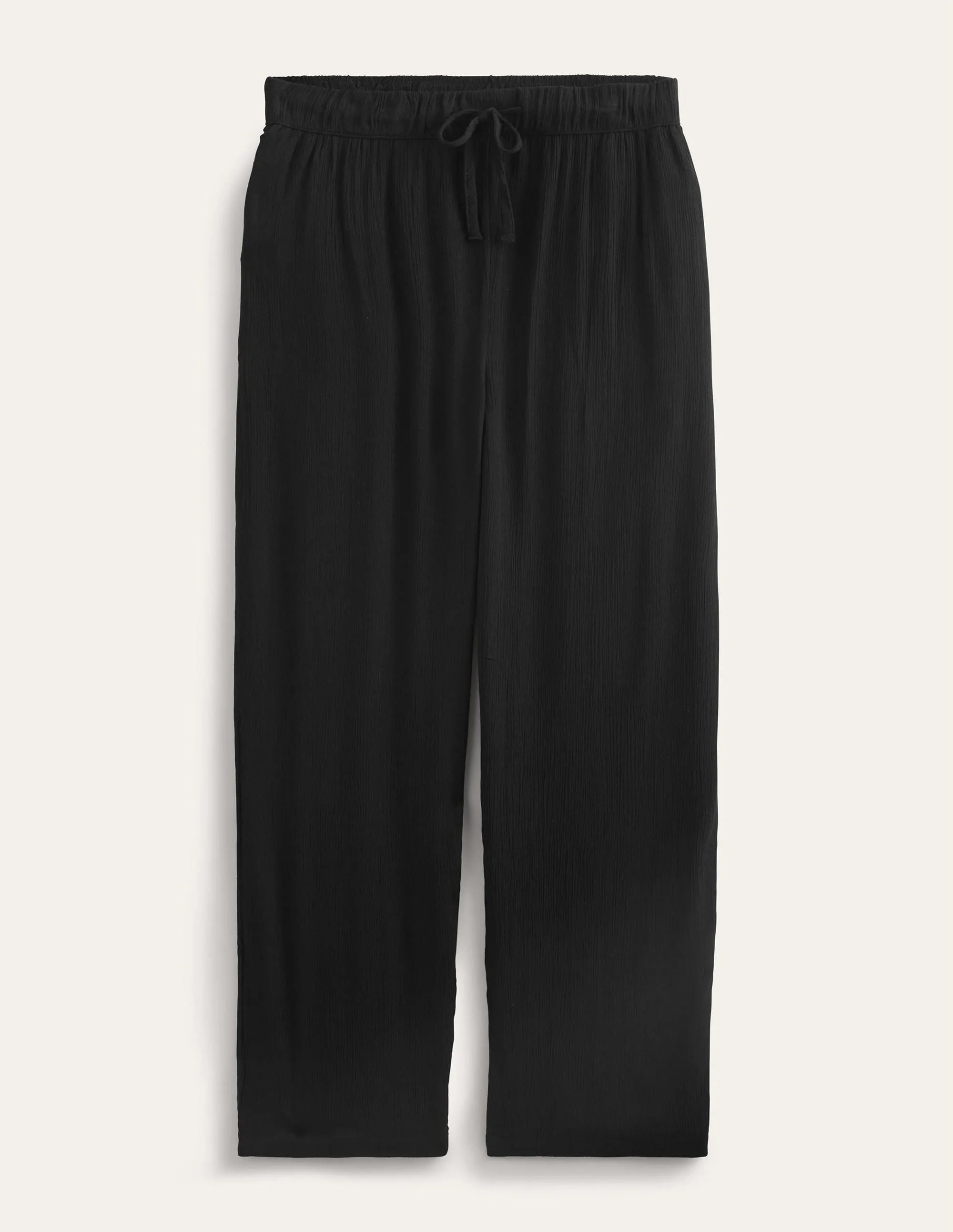 Crinkle Tapered Trousers-Black