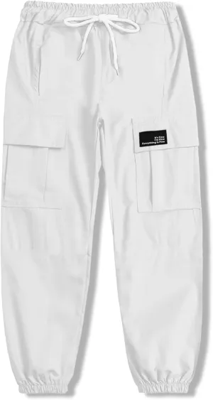 Cromoncent Girls&Womens Cargo Pants Elastic Waist Lightweight Outdoor Jogger Pants, 6 Years - XX-Large