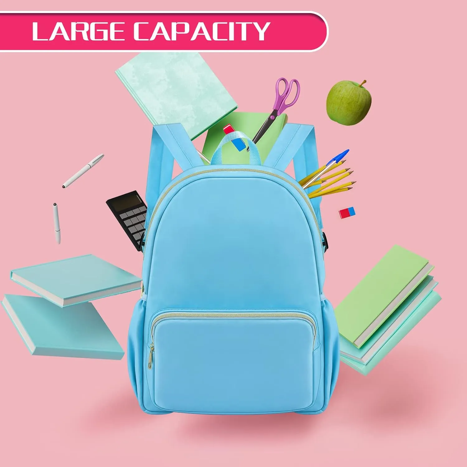 Cunno 4 Pcs Nylon Backpack for School Preppy Bookbags Bulk Girls Boys School Bags Toddler Backpack Waterproof Travel Bag (Blue, Pink, Green, Purple)