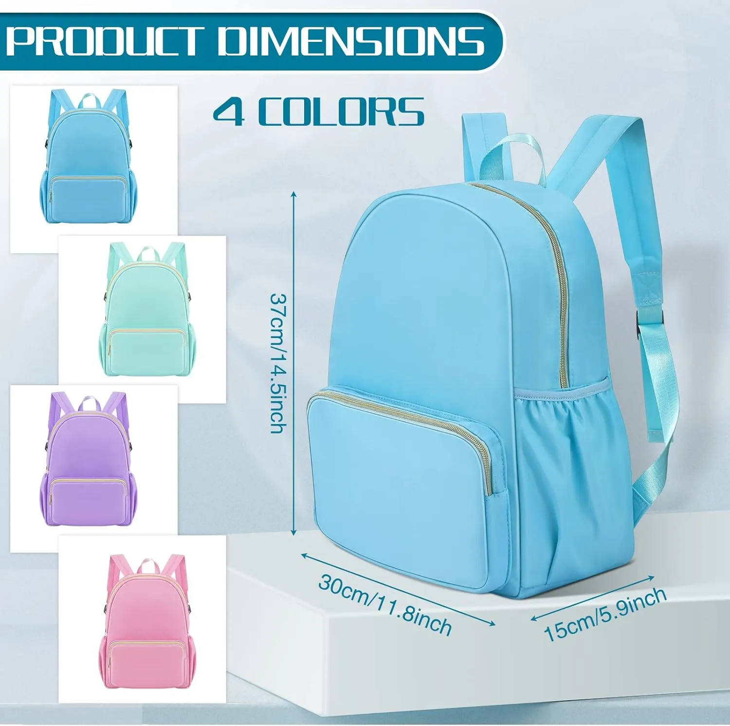 Cunno 4 Pcs Nylon Backpack for School Preppy Bookbags Bulk Girls Boys School Bags Toddler Backpack Waterproof Travel Bag (Blue, Pink, Green, Purple)