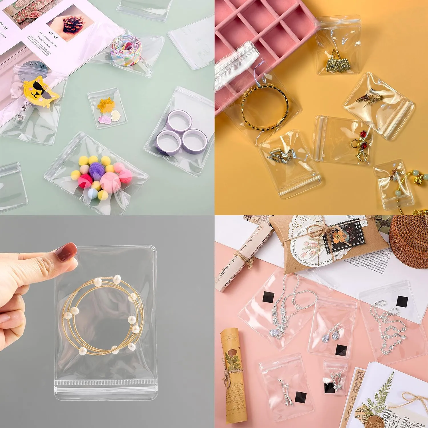 Custom 10-100PCS PVC Jewelry Storage Bags, Personalized Clear Plastic Zipper Jewelry Transparent Lock Bags for Holding Jewelry Rings Earrings (68cm(2.43.1inches))