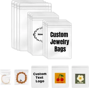 Custom 10-100PCS PVC Jewelry Storage Bags, Personalized Clear Plastic Zipper Jewelry Transparent Lock Bags for Holding Jewelry Rings Earrings (68cm(2.43.1inches))