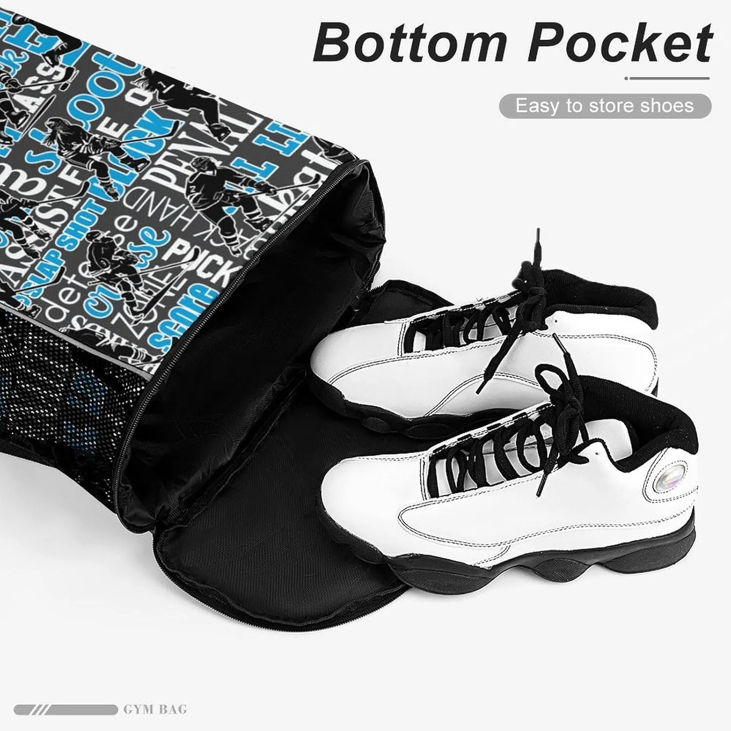 Custom Hockey Drawstring Backpack - Cool Cinch Sack, String Backpacks with Pocket for Kids Women Men Boys Girls for Gym Outdoor Sports Travel Athletic Drawstring Bag - Lightweight/Foldable