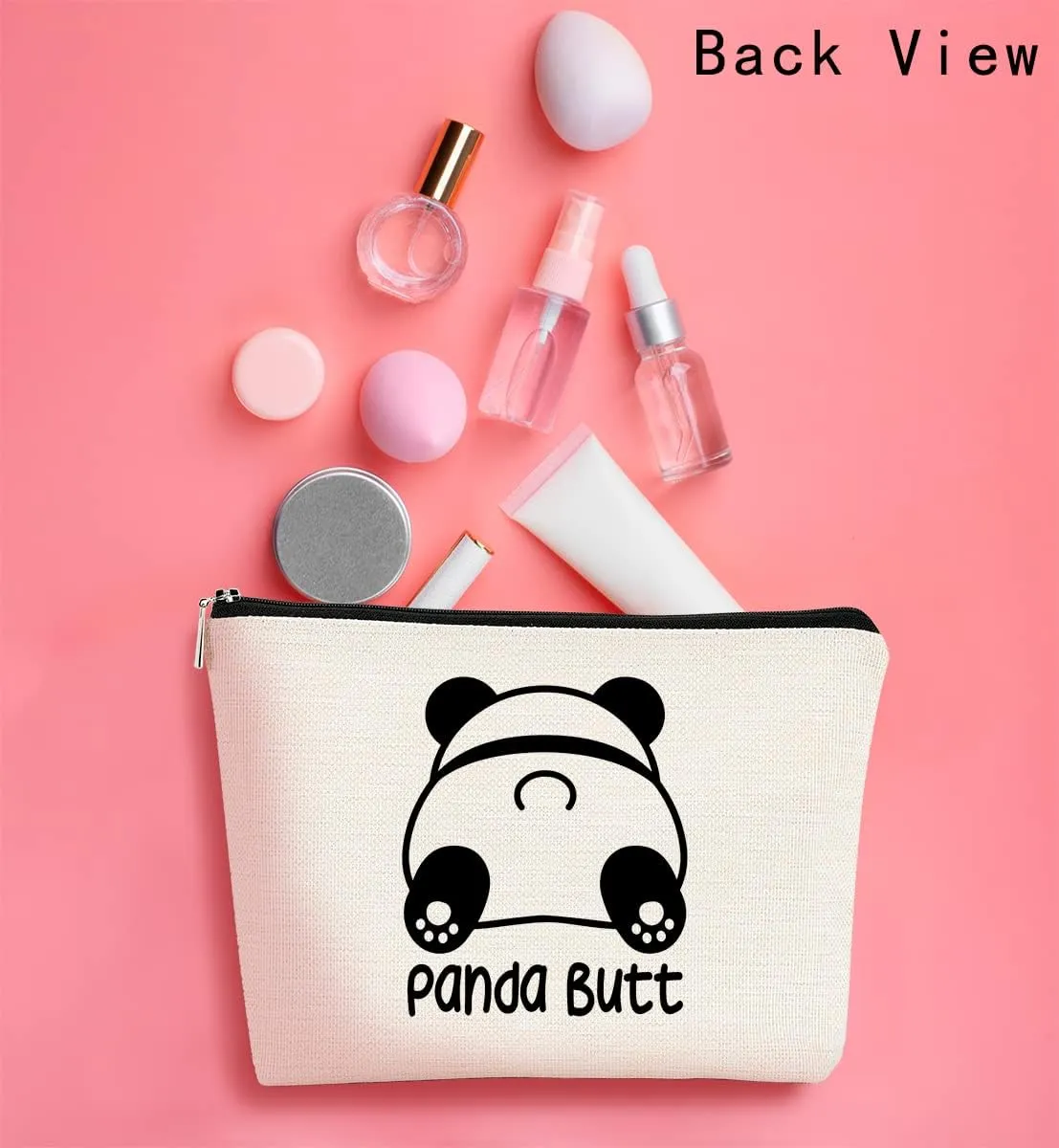 Cute Baby Panda Guess What It's Pug Butt Makeup Bag,Funny Cartoon Cute Panda Cosmetic Bag Best Gift Idea for Panda Loves,Birthday Christmas for Girls Women, Makeup Case for Teen Girls Daughter