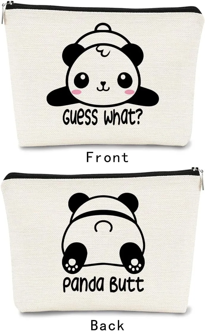 Cute Baby Panda Guess What It's Pug Butt Makeup Bag,Funny Cartoon Cute Panda Cosmetic Bag Best Gift Idea for Panda Loves,Birthday Christmas for Girls Women, Makeup Case for Teen Girls Daughter