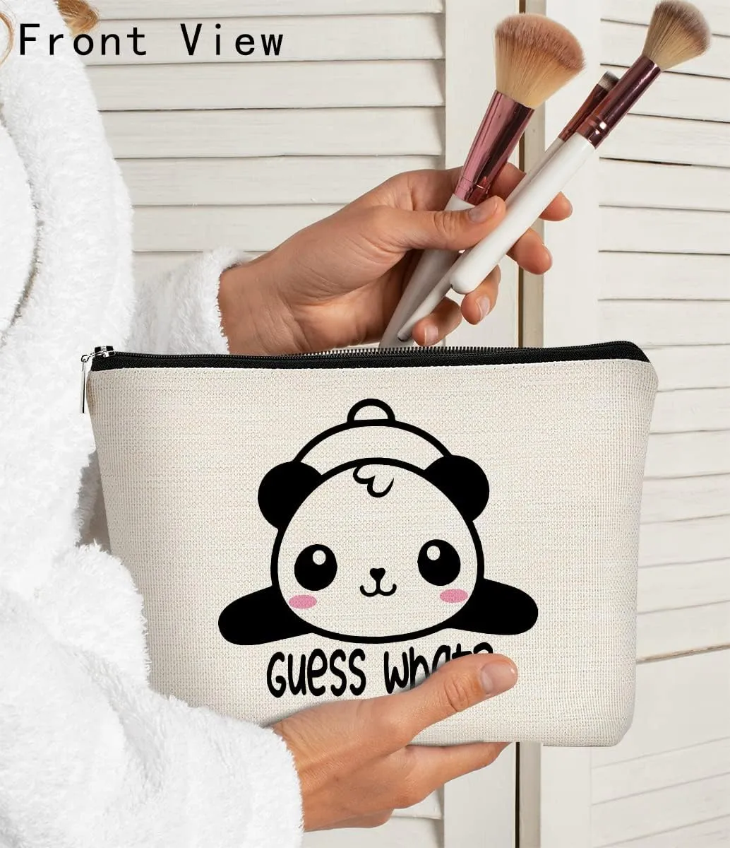 Cute Baby Panda Guess What It's Pug Butt Makeup Bag,Funny Cartoon Cute Panda Cosmetic Bag Best Gift Idea for Panda Loves,Birthday Christmas for Girls Women, Makeup Case for Teen Girls Daughter