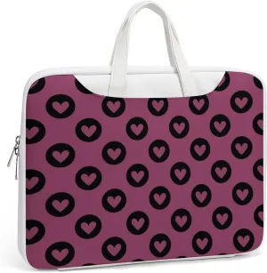 Cute Love Hearts Leather Bag Laptop Case Slim Water Resistant Computer Bags with Handle Briefcase for Work