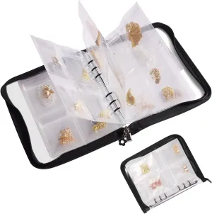 DIRZA Jewelry Travel Organizer Earring Case Transparent Jewelry Storage Book Clear Booklet Zipper Pouch Bag for Necklaces, Earrings, Rings, Bracelets 96 pocks